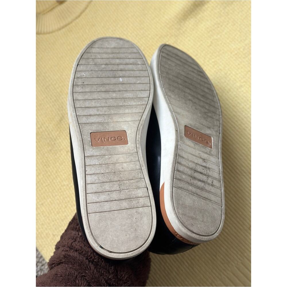 Vince Black Leather Slip-On Sneakers with White Sole Womens 6.5 - Picture 6 of 6